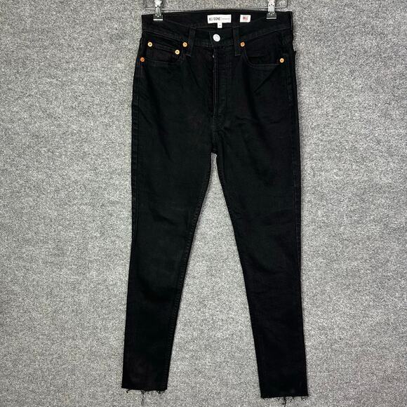 Re/Done 189-3WHRAC‎ Jeans High Rise Ankle Crop Button Fly ReDone 29 USA MADE - Picture 1 of 12